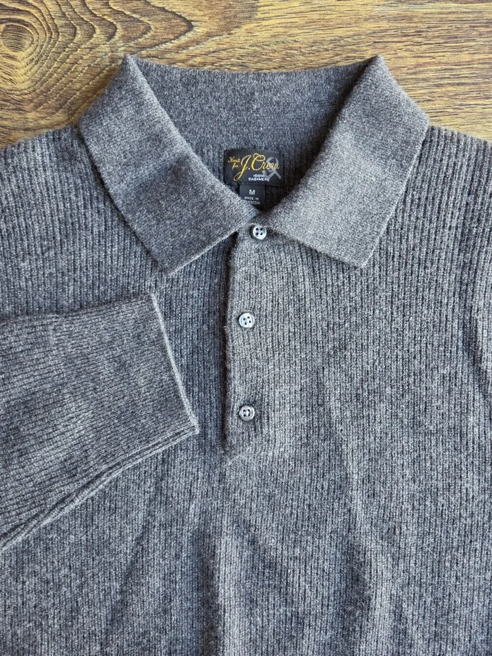 NWoT J.Crew 100% Goats Cashmere Cozy Soft Ribbed Sweater-Polo Grey #CM304